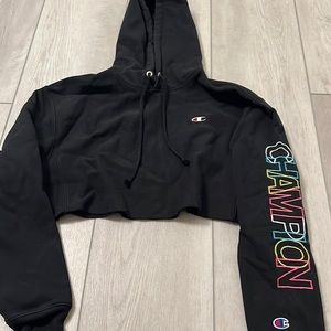 Black Champion Cropped Hoodie
